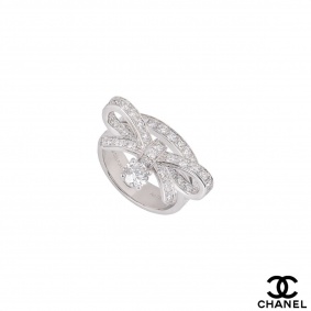 Chanel White Gold Diamond Ruban Ring J11149